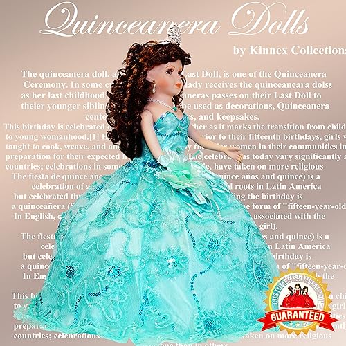 18" quinceañera paraguas de porcelana muñeca (Cuadro Centerpiece)  Aqua  kk1872523