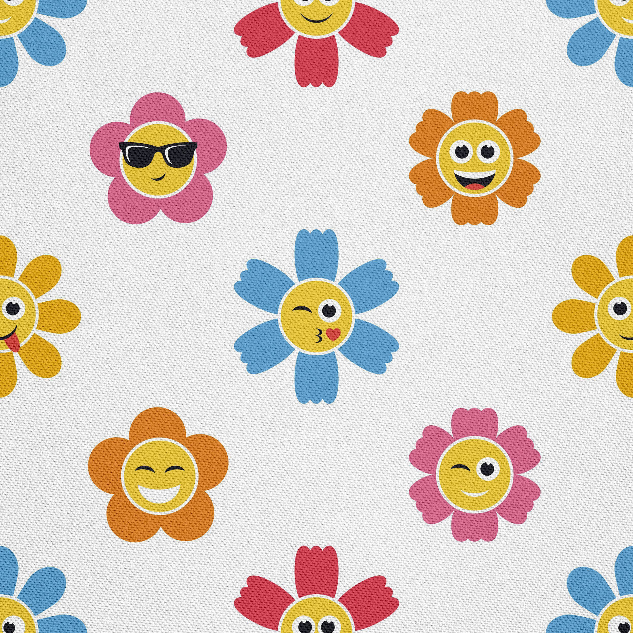 HEKO PANELS Stoff Oxford Wasserdichte Meterware Canvas-Stoff Polyester Stoff Zum Nähen Nähstoffe Möbelstoffe Dekostoffe Handwerken Wasserabweisend Blickdicht Emoji Blumen 3 Meter 155 x 300 cm
