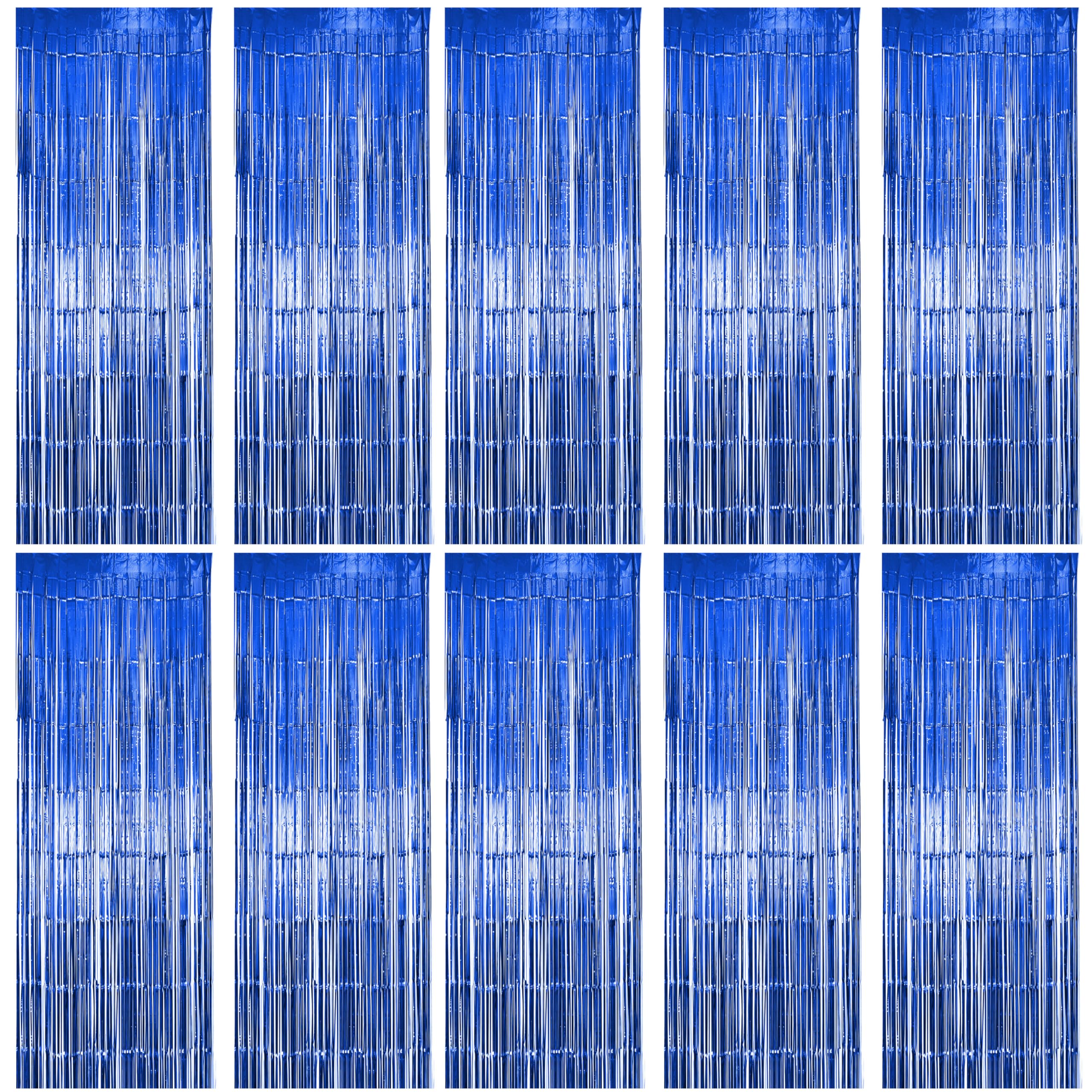 Hampton Distribution 10 Pack Blue Fringe Backdrop Curtains, Blue Streamers Party Backdrop, Party Decorations Supplies for Birthday, Holidays, Parties &amp; More