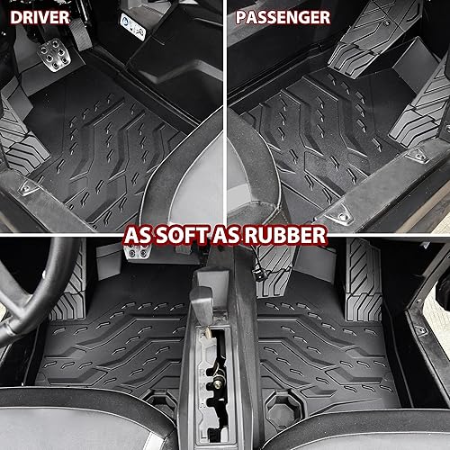 Miniatura 4 de SAUTVS Alfombrillas antideslizantes de TPE para Can-Am Commander Trail, forros de piso de primera fila, protección para todo tipo de clima, tapetes
