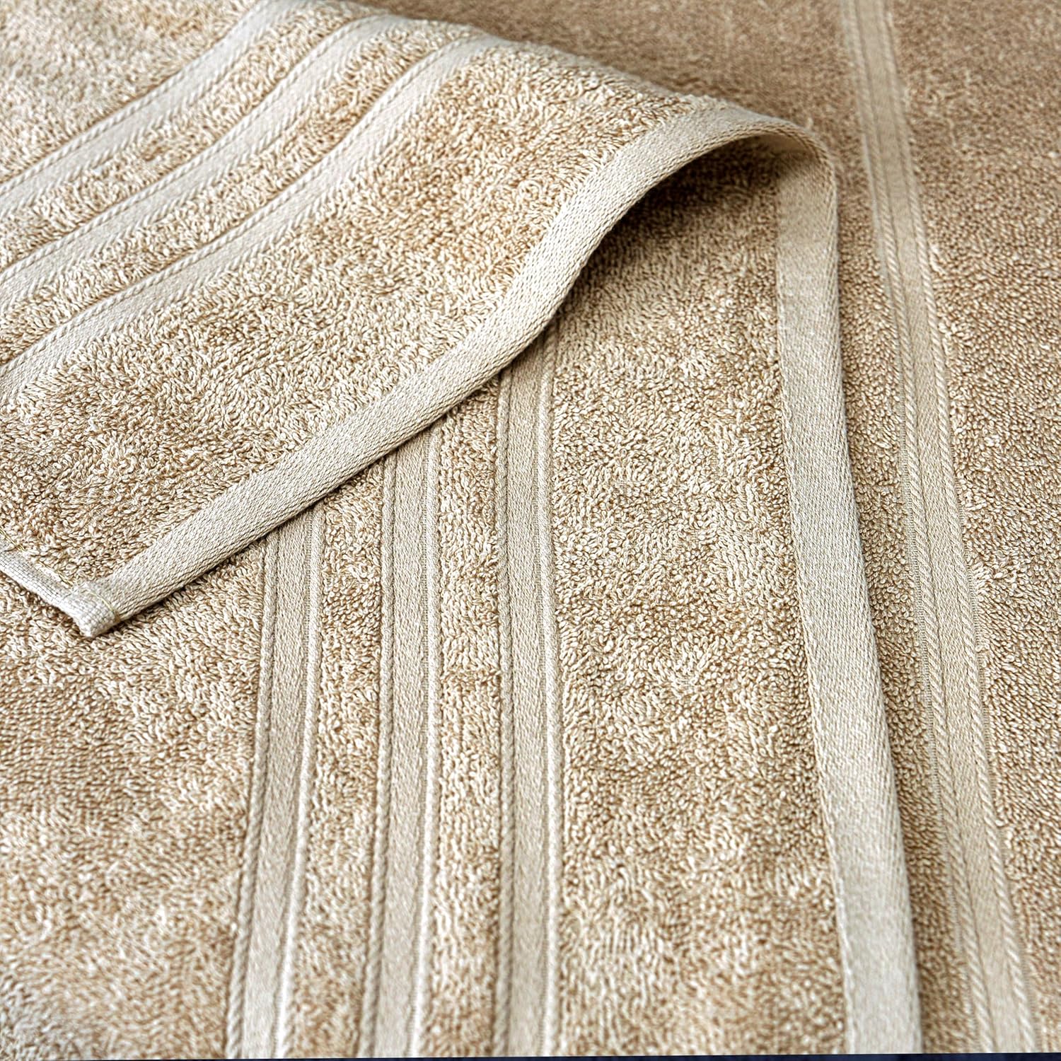 Tens Towels Pack of 4 Soft Bath Towels, 100% Cotton, 27 x 54 Inches, Lightweight & Quick-Dry, Ideal for Daily Bathroom Use, Practical & Comfortable, Beige