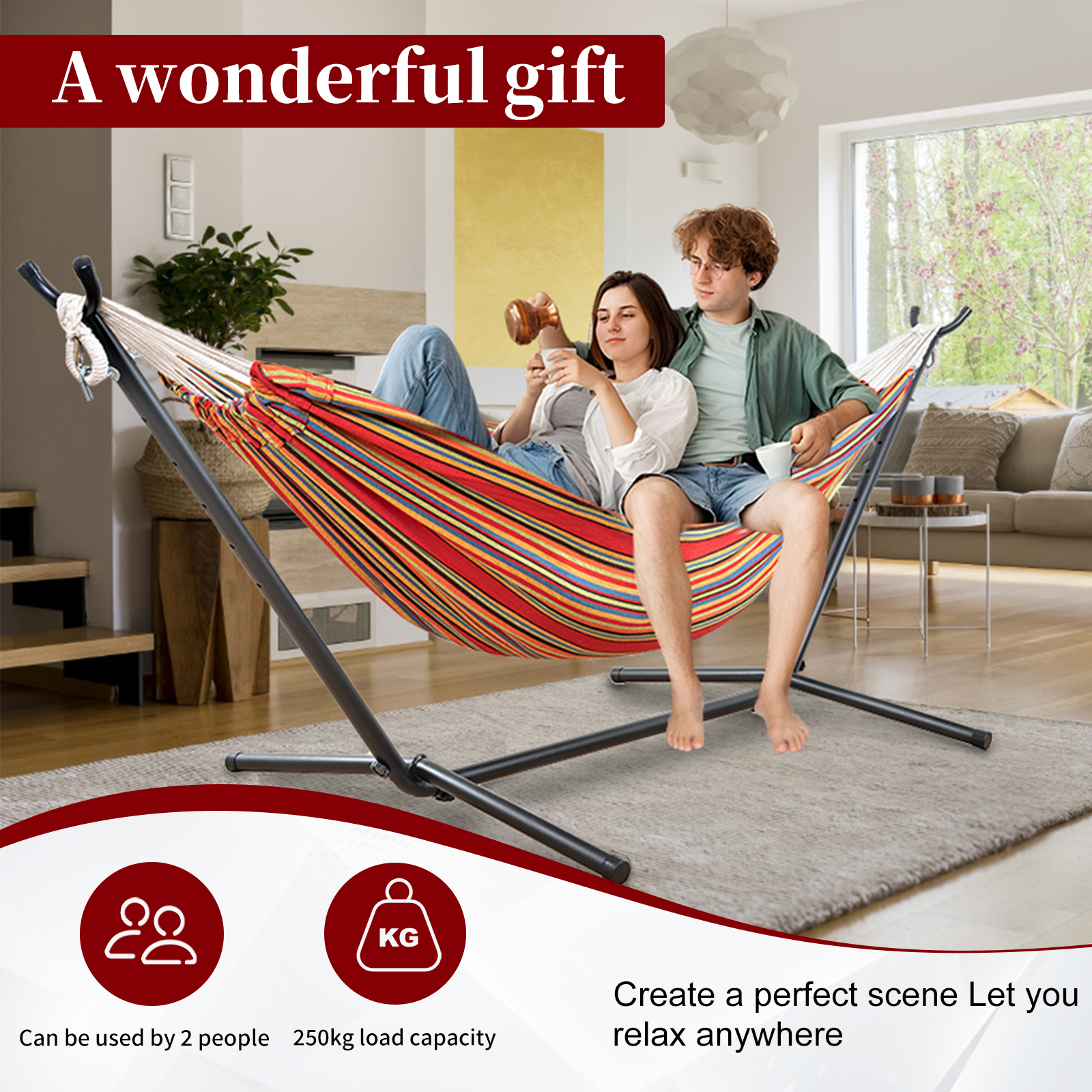 Amazon.co.jp: TORIBIO ダブルハンモック 自立式スタンド 耐重荷