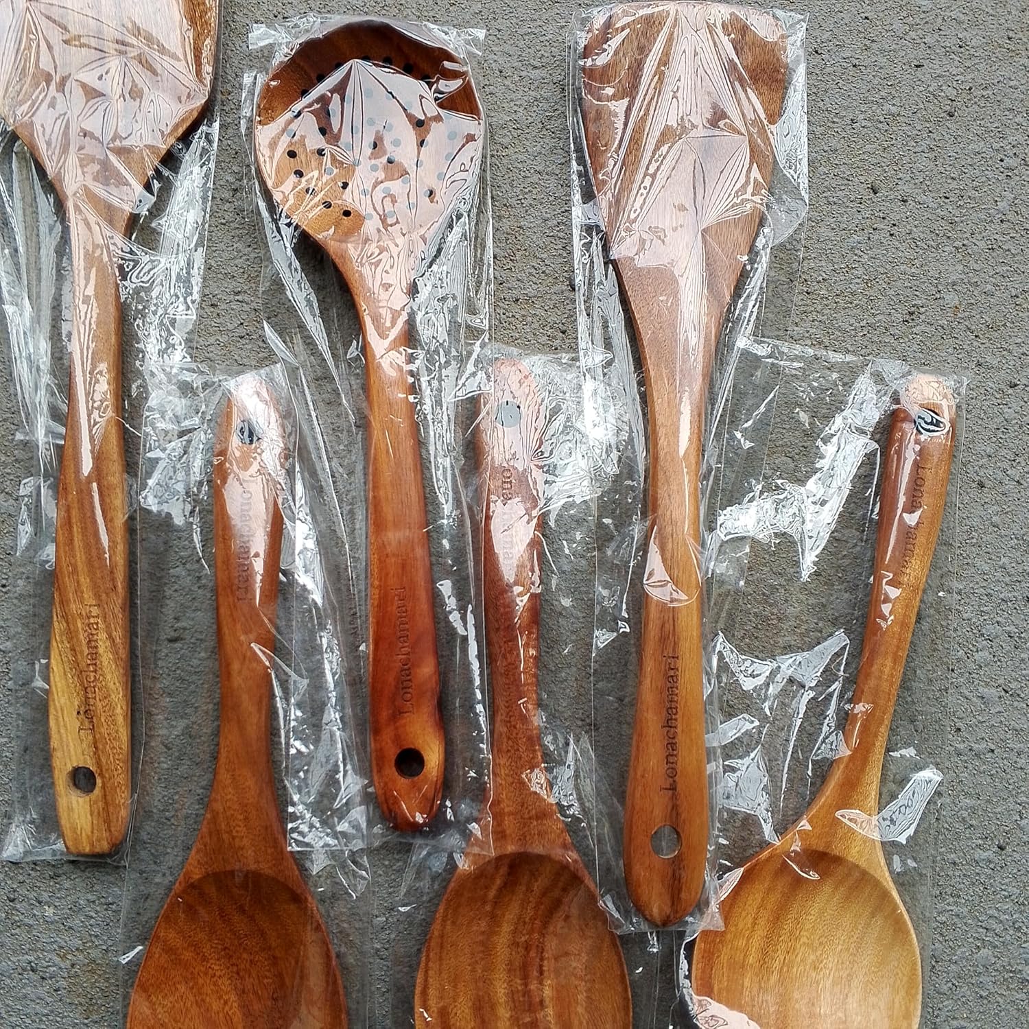 6-Piece Teak Wooden Kitchen Utensil Set – Heat Resistant, Durable, heat resistant Cooking Tools for Nonstick Cookware - Natural Rust-Free Wooden Spatulas & Spoons - Dishwasher Safe by Lonachamari - Image 3