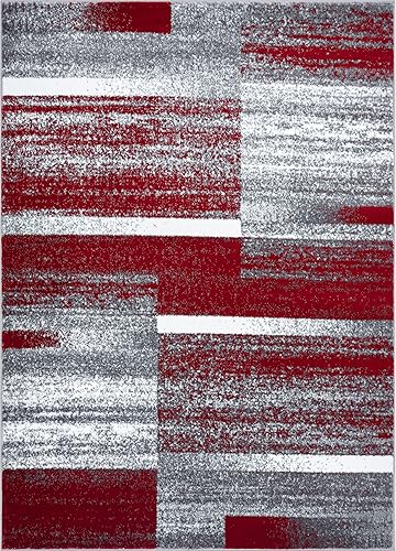 Miniatura 2 de LUXE WEAVERS Lagos Collection 9248 - Alfombra geométrica Art Deco roja de 5 x 7 pulgadas