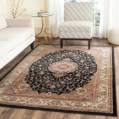 Miniatura 2 de Safavieh colección Lyndhurst LNH329A, tapete tradicional alargado Medallion color negro y marfil, de 2'3" x 12'., Polipropileno, NegroMarfil