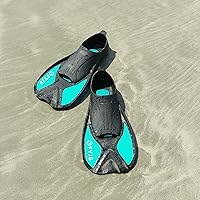 Vista 7 de FYJS - Aletas cortas de natación con cómodo bolsillo completo para el pie, tamaño de viaje, para esnórquel y buceo