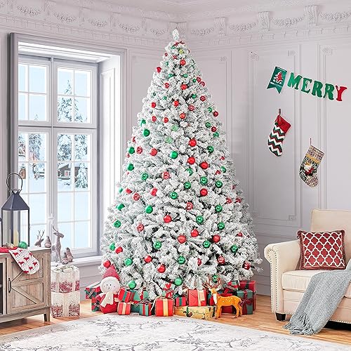 Miniatura 3 de Yaheetech Árbol de abeto artificial de Navidad con bisagras de alta calidad de 9 pies para decoración de fiesta en casa, oficina, con 2108