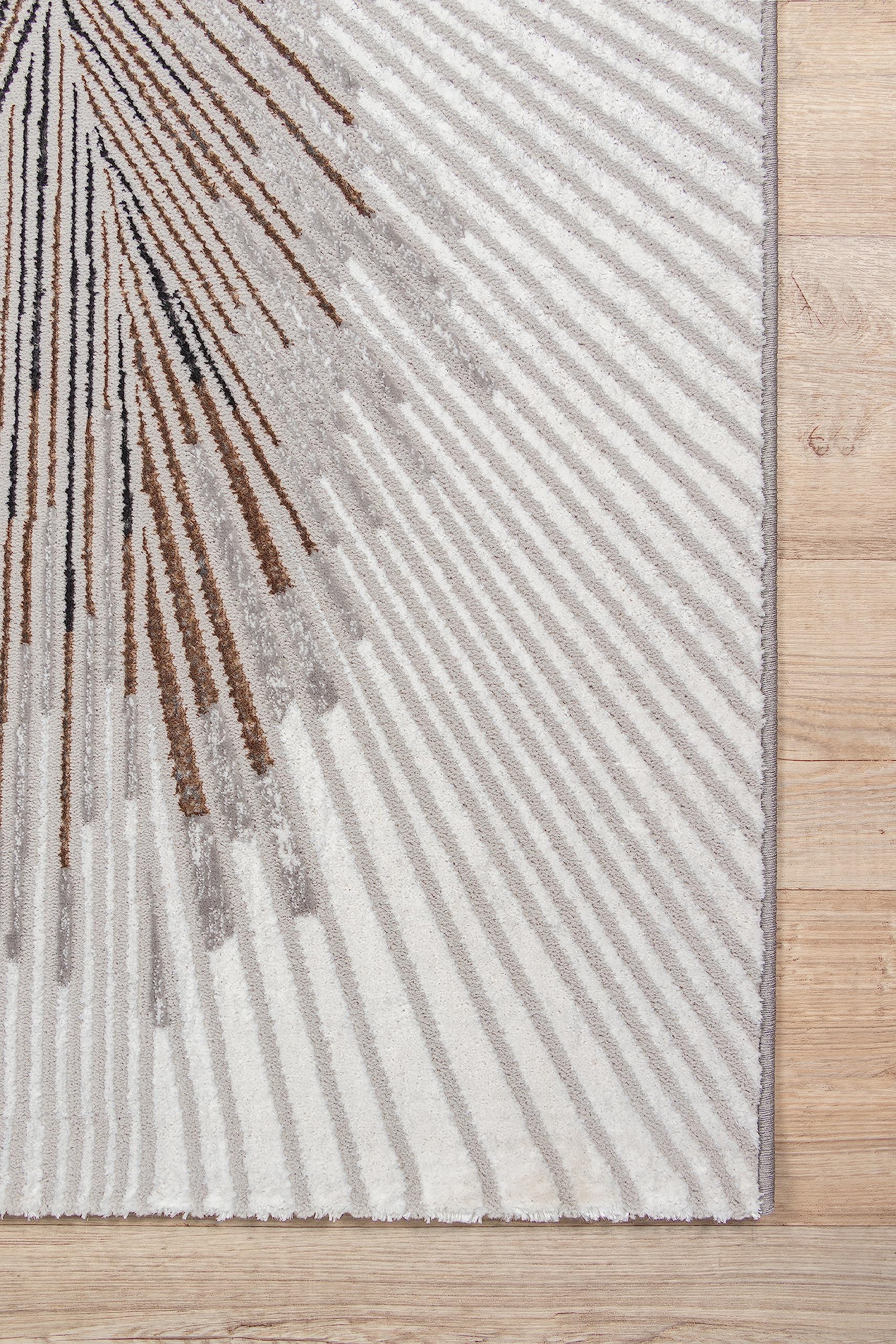 the carpet Mila Modern Dicher Tappeto a pelo corto, per soggiorno, camera da letto, elegante fibra lucida, effetto profondo, grigio crema, 140 x 170 cm