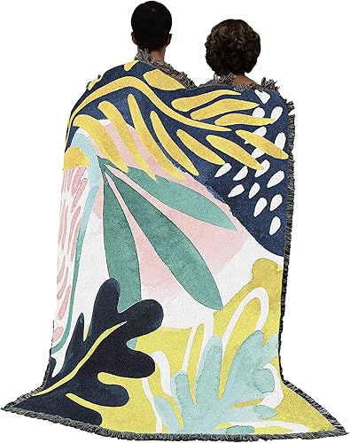 Miniatura 3 de Pure Country Weavers Manta de hojas tropicales Salve  Grace Popp  Patrones de jardín para regalo, manta tejida de algodón, fabricada en los Estados