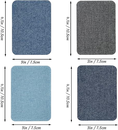 Vista 52 de 12 piezas de parches termoadhesivos de tela de alta calidad, pegamento fuerte, kit de decoración de reparación 100% algodón negro, tamaño 3 x 4-1/4