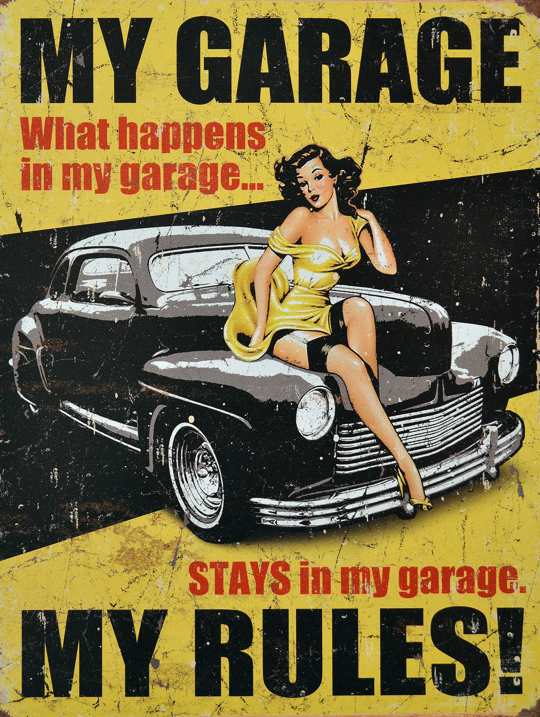 Shawprint Limited Mixed Colours Shawprint My Garage What Happens In The Garage Stays In The Garage Retro Metal Tin Wall Plaque Sign Novelty Gift Home Bar Shed Man Cave