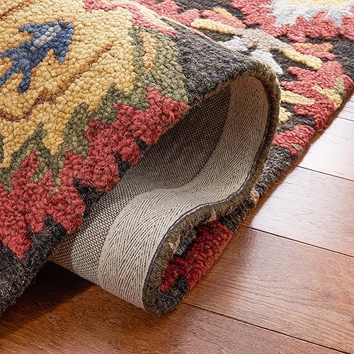 Miniatura 5 de SAFAVIEH Blossom Collection BLM402H - Alfombra de lana de primera calidad hecha a mano, 5 x 8 pies, color carbónmulticolor