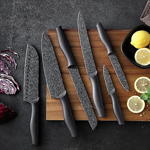 Miniatura 8 de Marco Almond KYA39 - Juego de cuchillos de cocina de 12 piezas, 6 cuchillos con 6 protectores de cuchillas, juego de cuchillos de acero inoxidable