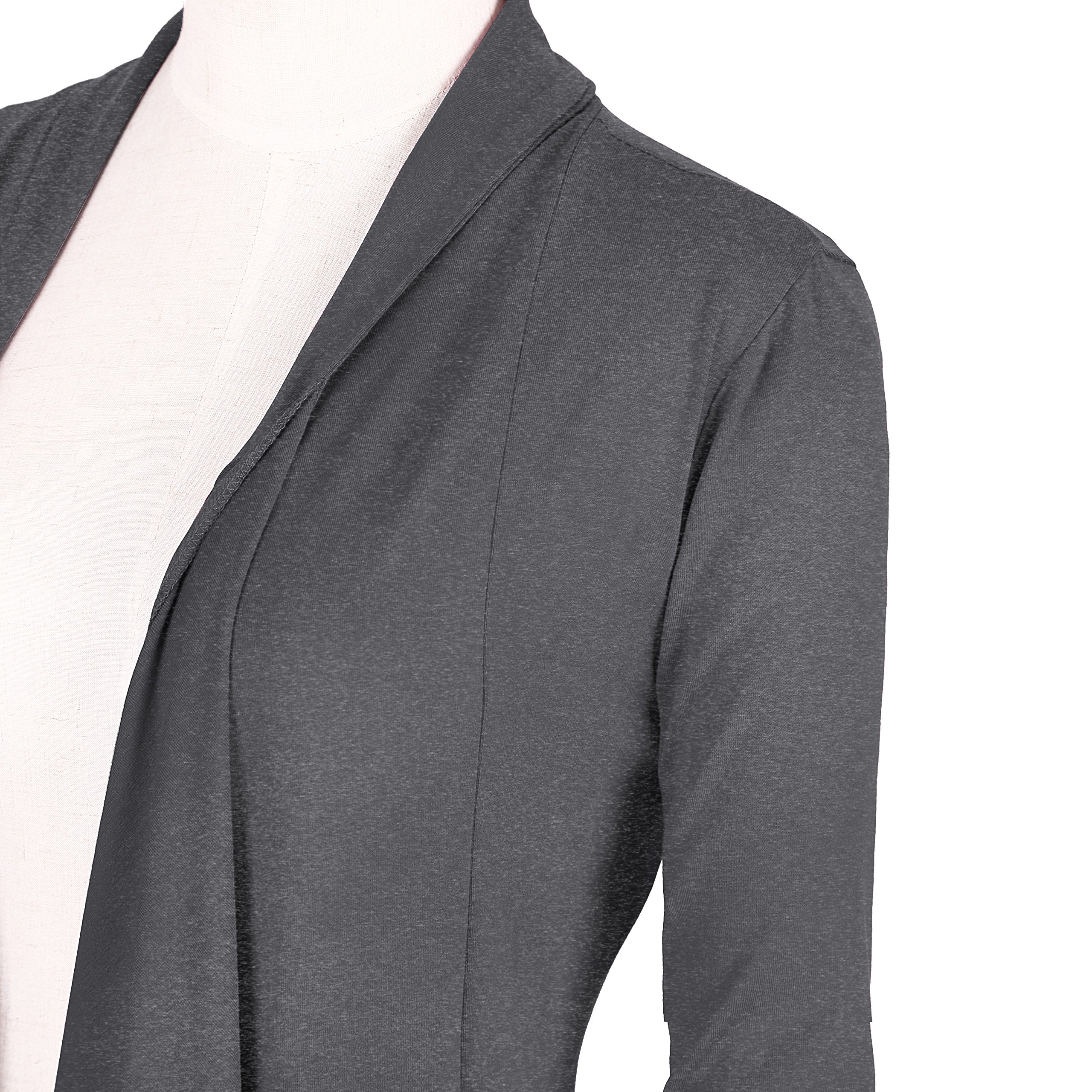 EXCHIC Donna Elastico Slim Fit Drappeggio Frontale Aperto Maniche Lunghe Cardigan con Hem Irregolare