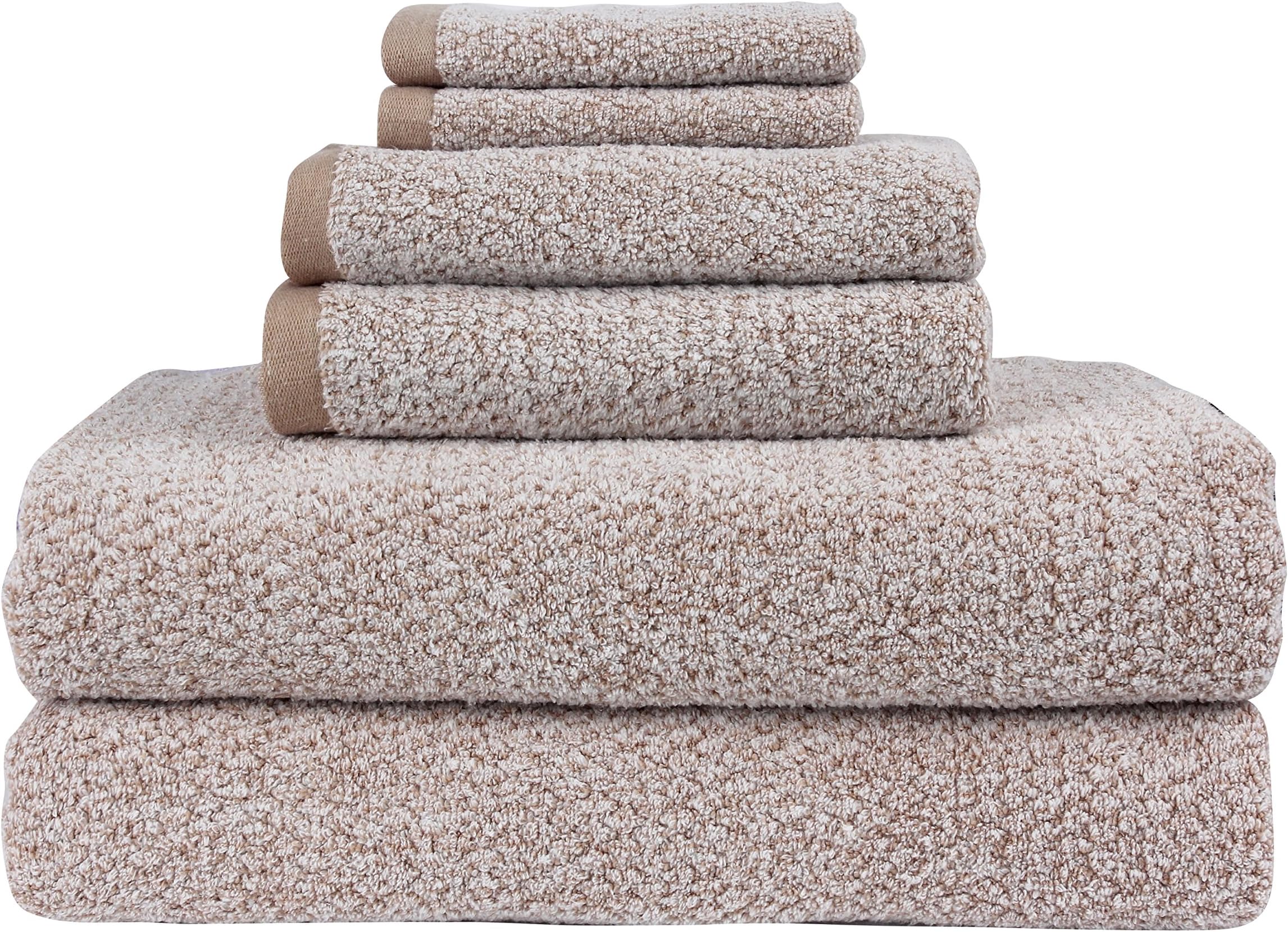 Everplush Diamond Jacquard 6 Pieces Bath Sheet Set, Khaki