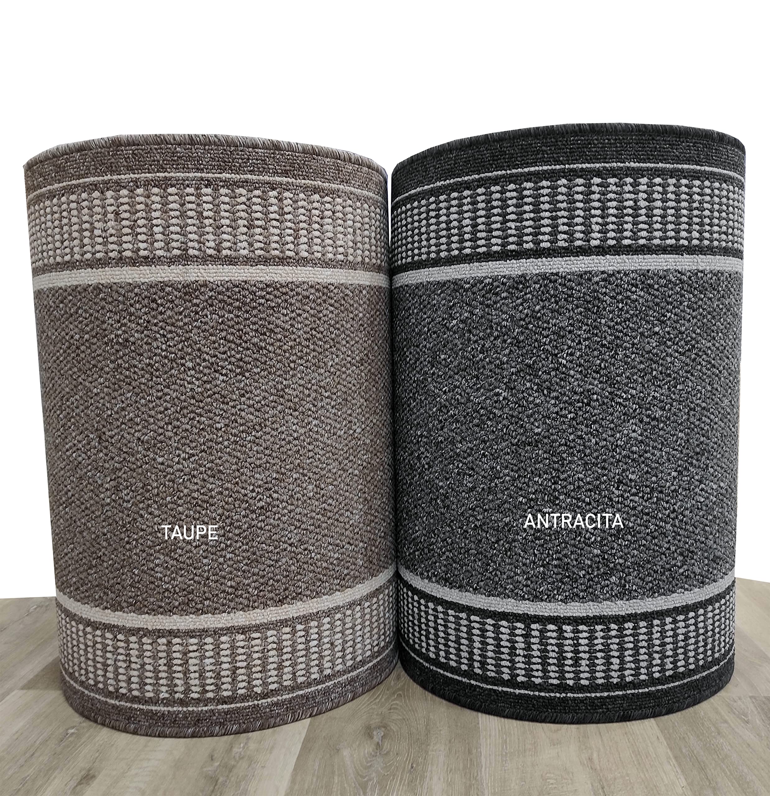 Tadi & Imperio1979 Tapis Long pour Couloir, Cuisine, entrées antidérapantes, Coloris Taupe et Anthracite, Lavable en Machine et à la Main.