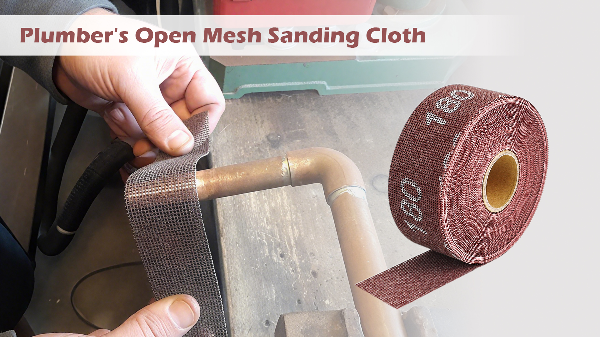 Image of SCOTTCHEN Plumber's Open Mesh Sanding Sheet 180 Grit, Tearable Sanding Roll, Plumber's Double Side Open Mesh, for Cleaning Copper Tubing and Fittings, 1-1 /2 inch Width x 32 Ft Length -1 roll