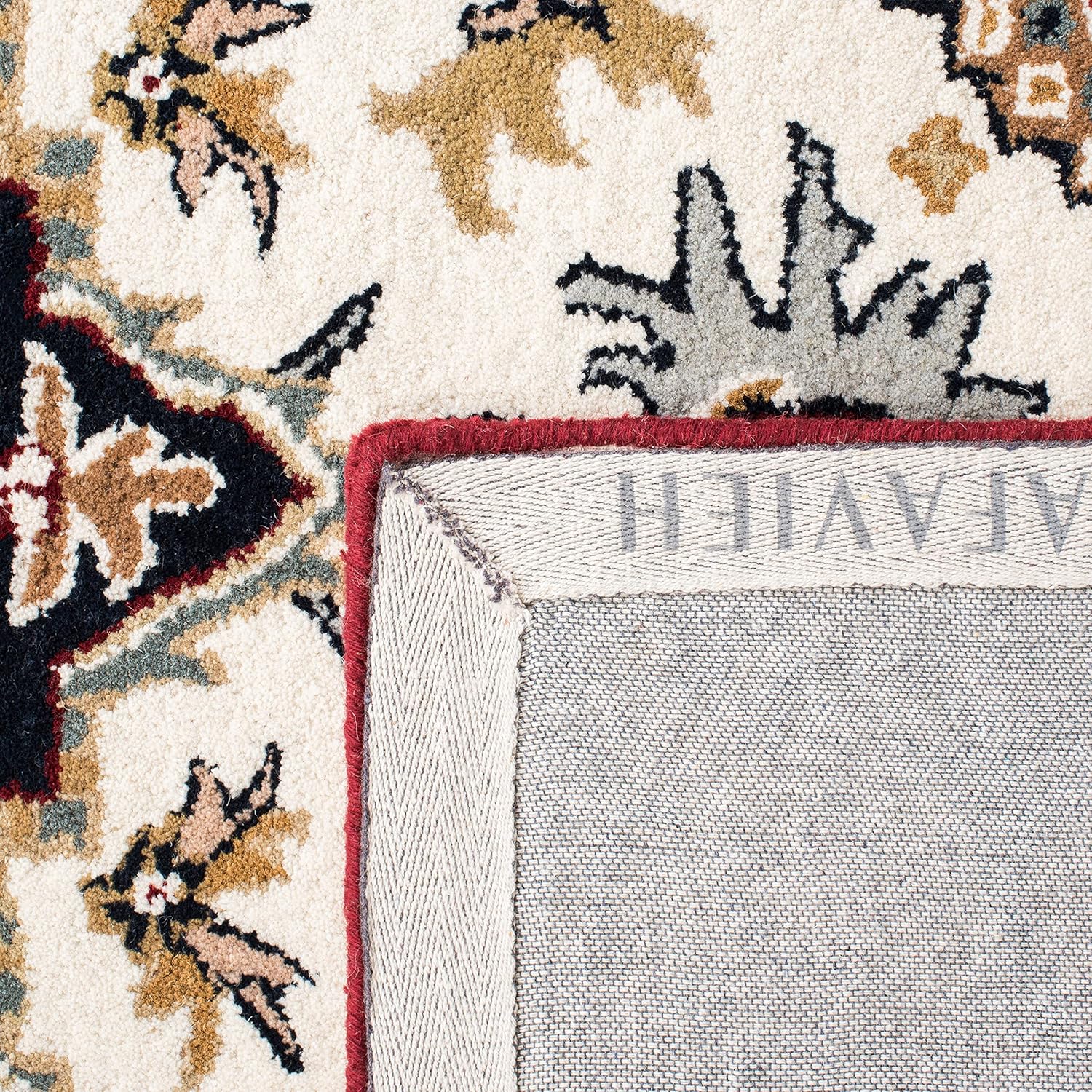 Ivory and Red Hand-Tufted Wool 5' x 8' Area Rug