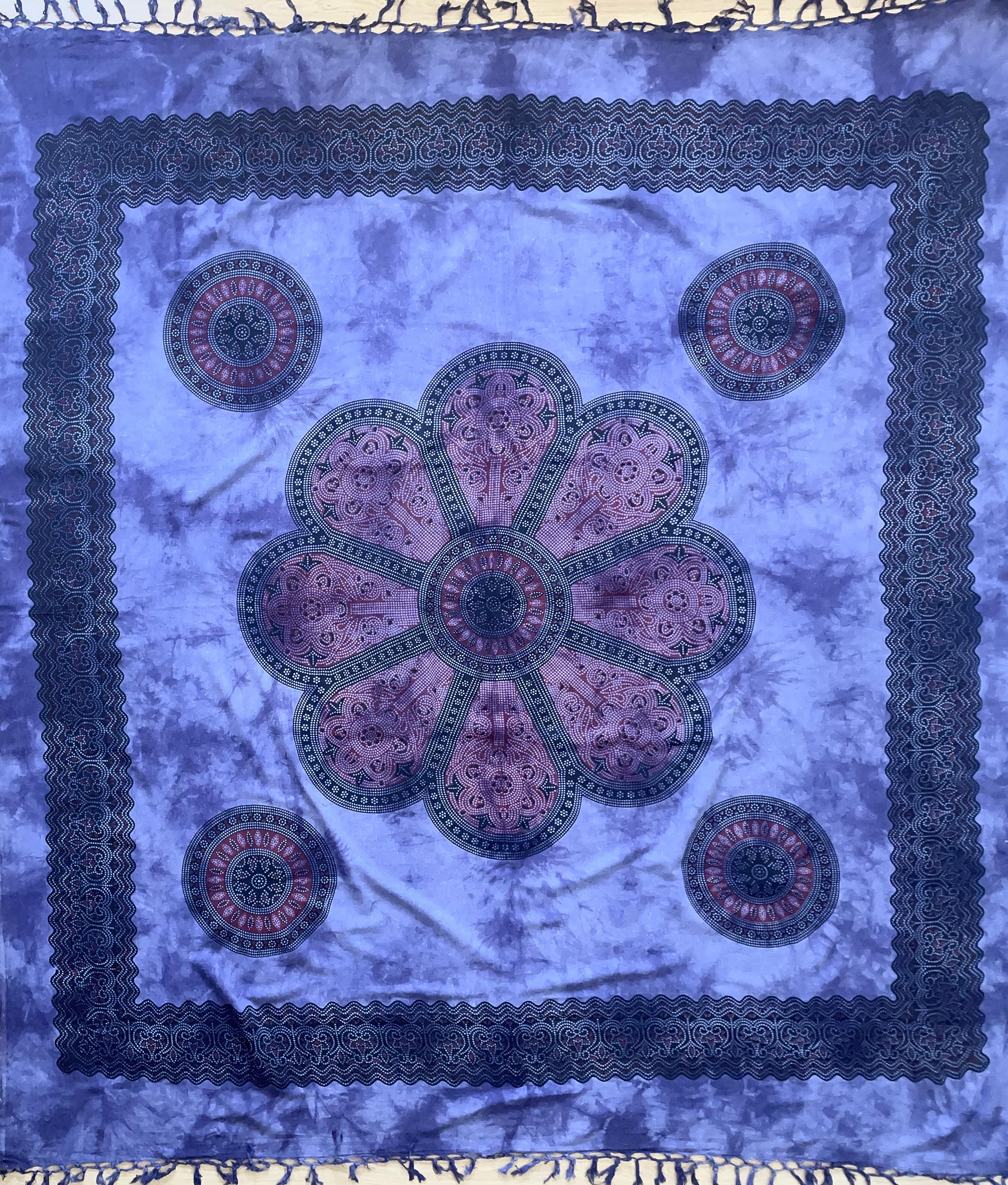 AleliHop Tapiz Mandala de Tela Multiusos XXL - Pareo/Esterilla/Toalla de Playa Grande Antiarena - manta de picnic para playa - Alfombra ligera de Yoga - tie dye - Decoracion Pared - 210x240cm