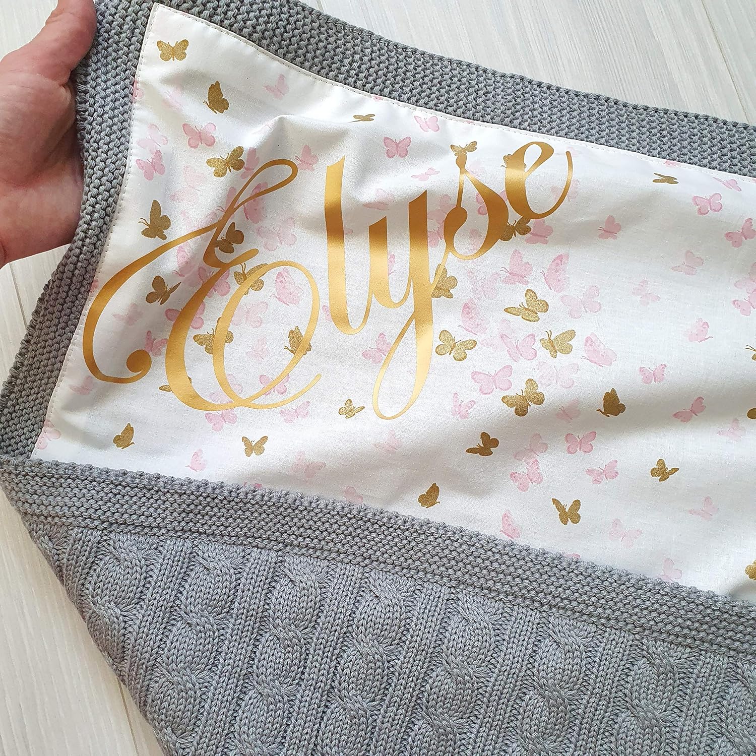 Amazon Com Personalized Baby Blanket Butterflies Print Baby Knit Plaid Baby Shower Gift Newborn Swaddle Blanket Gift For New Mom Custom Baby Throw Handmade Products