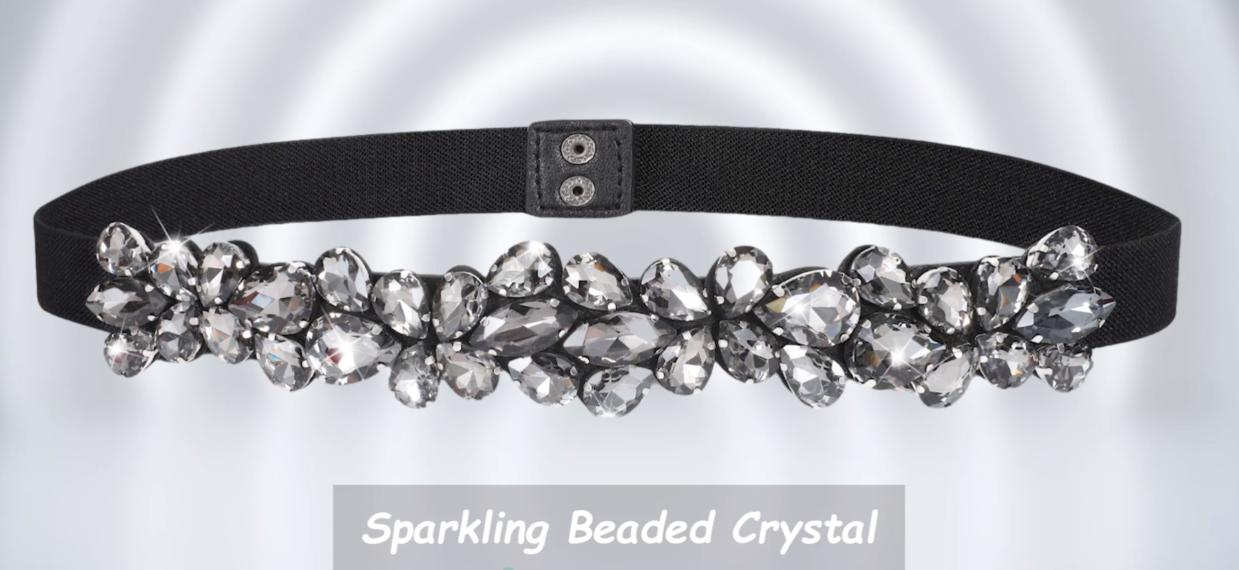 JASGOOD Women Rhinestone Waist Belt Beaded Crystal Stretchy 