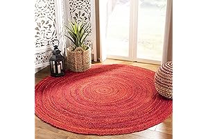 SAFAVIEH Hand-Braided Red Round Rug - 5' Round
