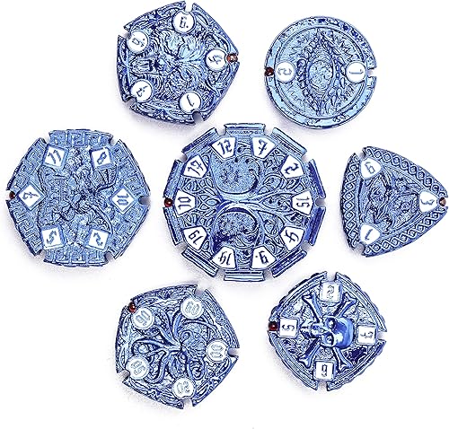 DND - Juego de dados de metal de 7 monedas juego de dados de metal de Calabozos y Dragones adecuado para juegos de mesa Dungeons and Dragons RPG MTG