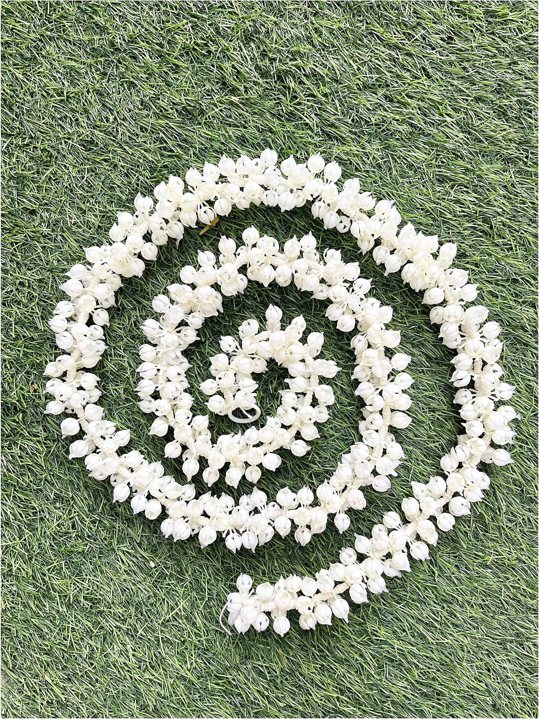 SPHINX Artificial Jasmine Buds (mogra phool) Garlands for Festive Pooja Wedding Housewarming Diwali Decorations Navratri Events Home Table Bedroom Pooja Room (5 ft, 1)