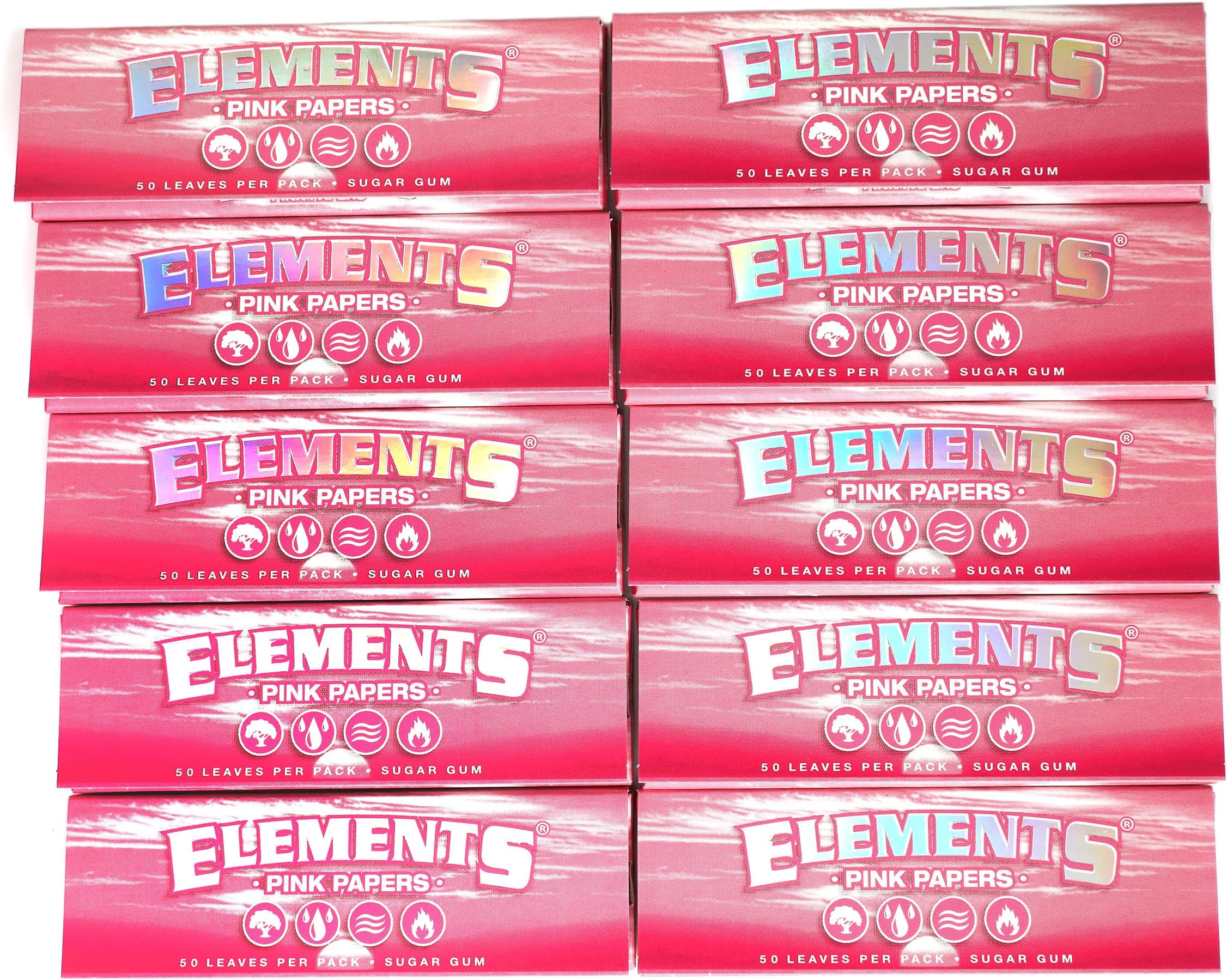 PINK size 1 1/4 rolling paper - 10 booklets / 500 papers