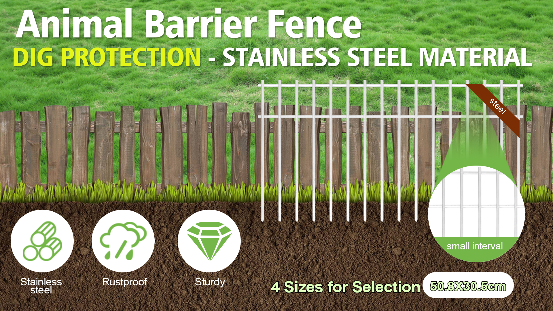 Amazon.com : Stainless Animal Barrier Garden Fence 10Pack, 32x10in