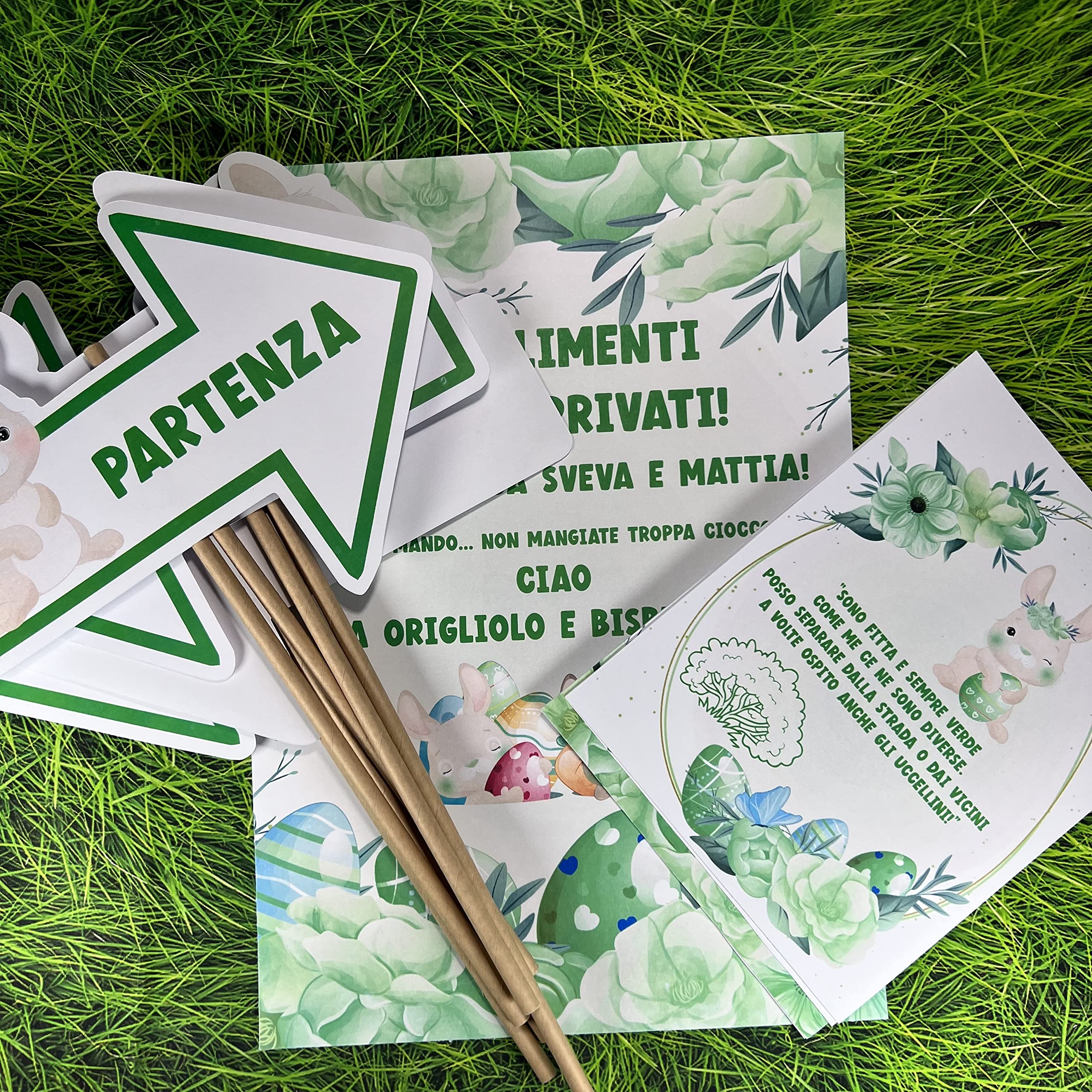 Caccia alle Uova di Pasqua – Set Completo Personalizzato per Bambini con Frecce, Indizi e Filastrocche – Stampa Grande Finale – Regalo Pasqua Divertente
