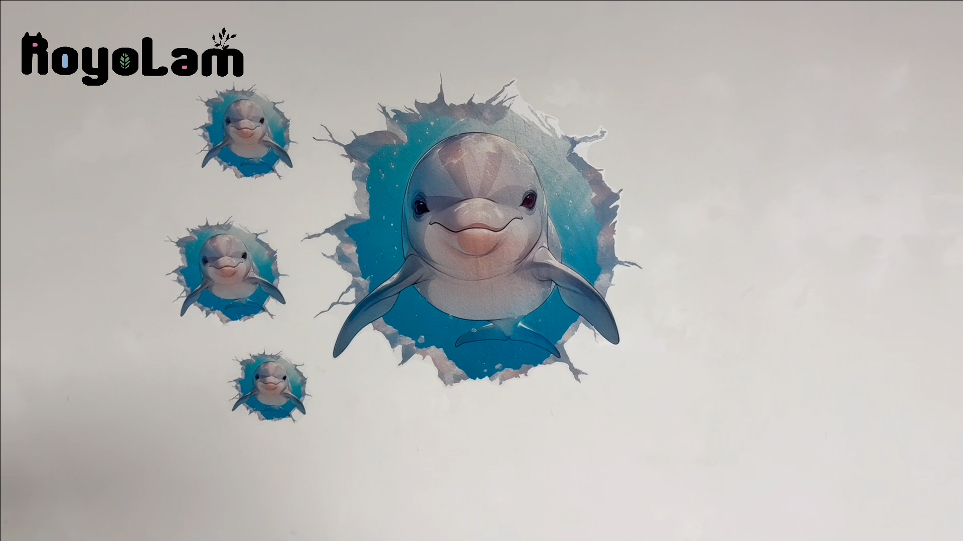Vinilo decorativo delfín sonriente removible impermeable miniatura 7