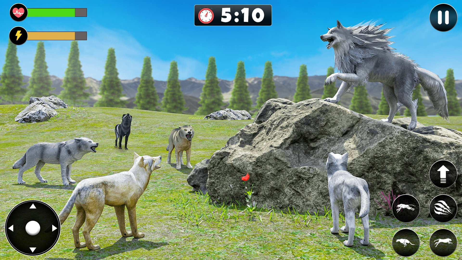 Simulador de lobo selvagem virtual, jogos de ataque de animais na selva ...