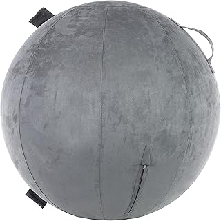 Husband Pillow Exercise Ball Case Cover Only - 65cm/26in, Iron Grey Microsuede Leather Cover For Yoga, Pilates, Fitness Balance Stability, Office Ball Chair Seat. Soft & Slip Resistant, Pro Guide