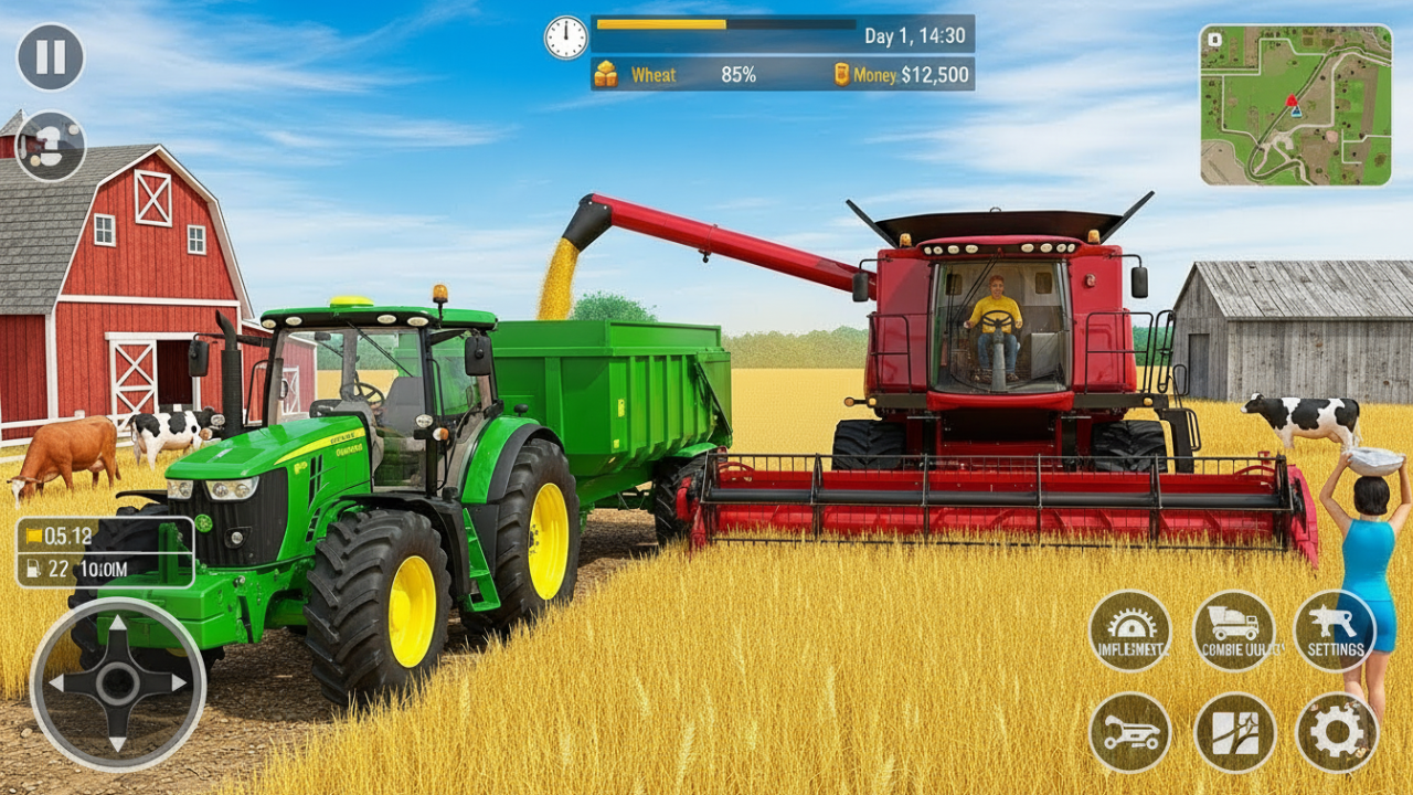 Jogo de condução de trator em fazenda 3D - Aventura no campo de cultivo ...