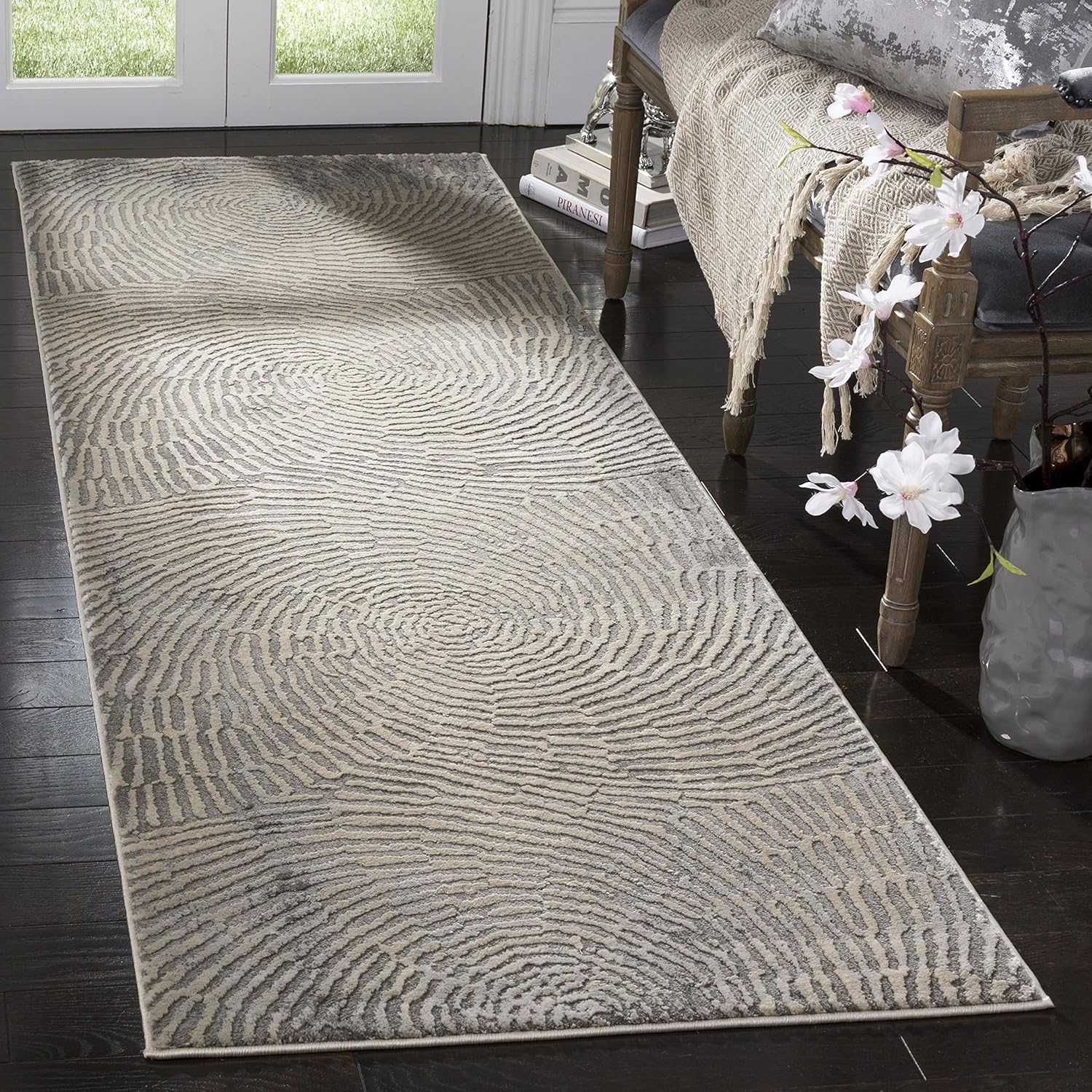 SAFAVIEH Meadow Collection 2'7" x 8' Taupe MDW343E Modern Abstract Runner Rug