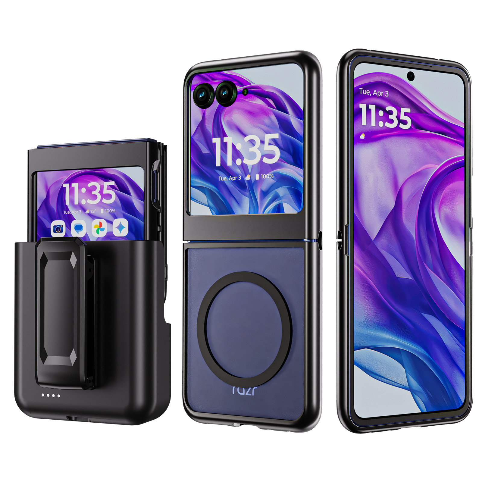 Fondina Cintura Pelle Per Galaxy Z Flip E Motorola RAZR - Portacarte E