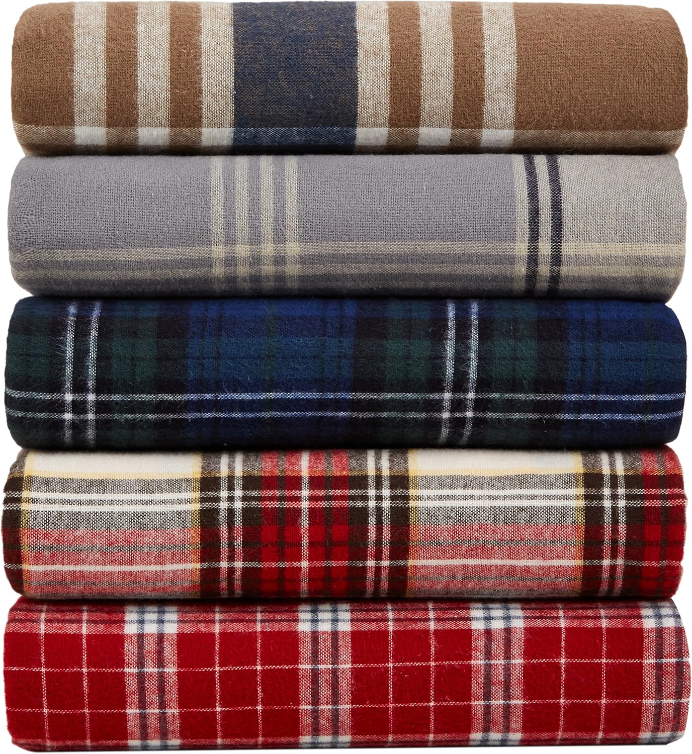 Amazon Basics Yarn-Dyed Lightweight Flannel Sheet Set - Twin, Blackwatch Plaid