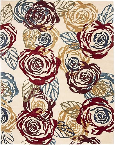 SAFAVIEH Soho Collection SOH447A - Alfombra de lana prémium hecha a mano de 8 pies 3 pulgadas x 11 pies, color marfilmulticolor