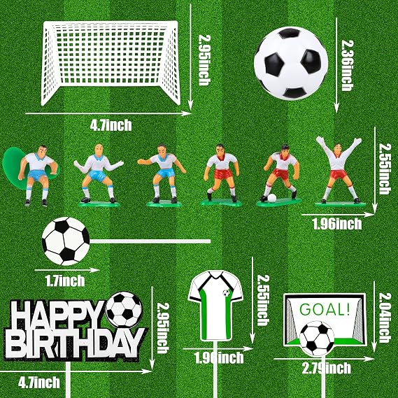 Soccer Ball Cake Topper Decorations For Theme Party, Football Player, Men, Boy, Birthday, Sport Supplies, 14 PCS