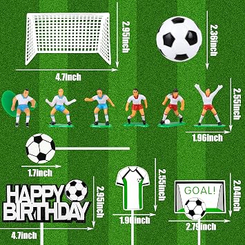 Soccer Ball Cake Topper Decorations For Theme Party, Football Player, Men, Boy, Birthday, Sport Supplies, 14 PCS