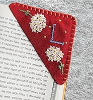 Vista 31 de Marcapáginas de esquina bordado a mano personalizado, lindo marcador de libro con flores, regalo de costura a mano para mujeres amantes de los Rojo