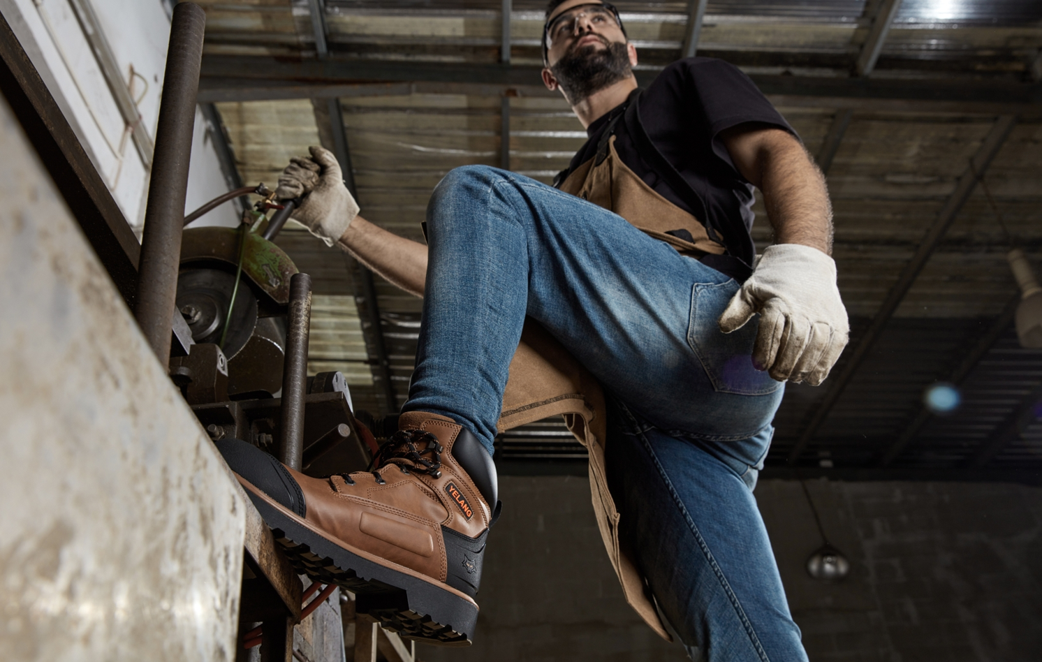 Yelang Men's 6-Inch Steel Toe Work Boots - Slip & Puncture Resistant, For Construction & Industrial Use