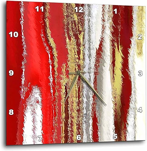 Cuadro de rosa 3D de pintura moderna, reloj de pared fundido de plata y oro, 15 "x 15"