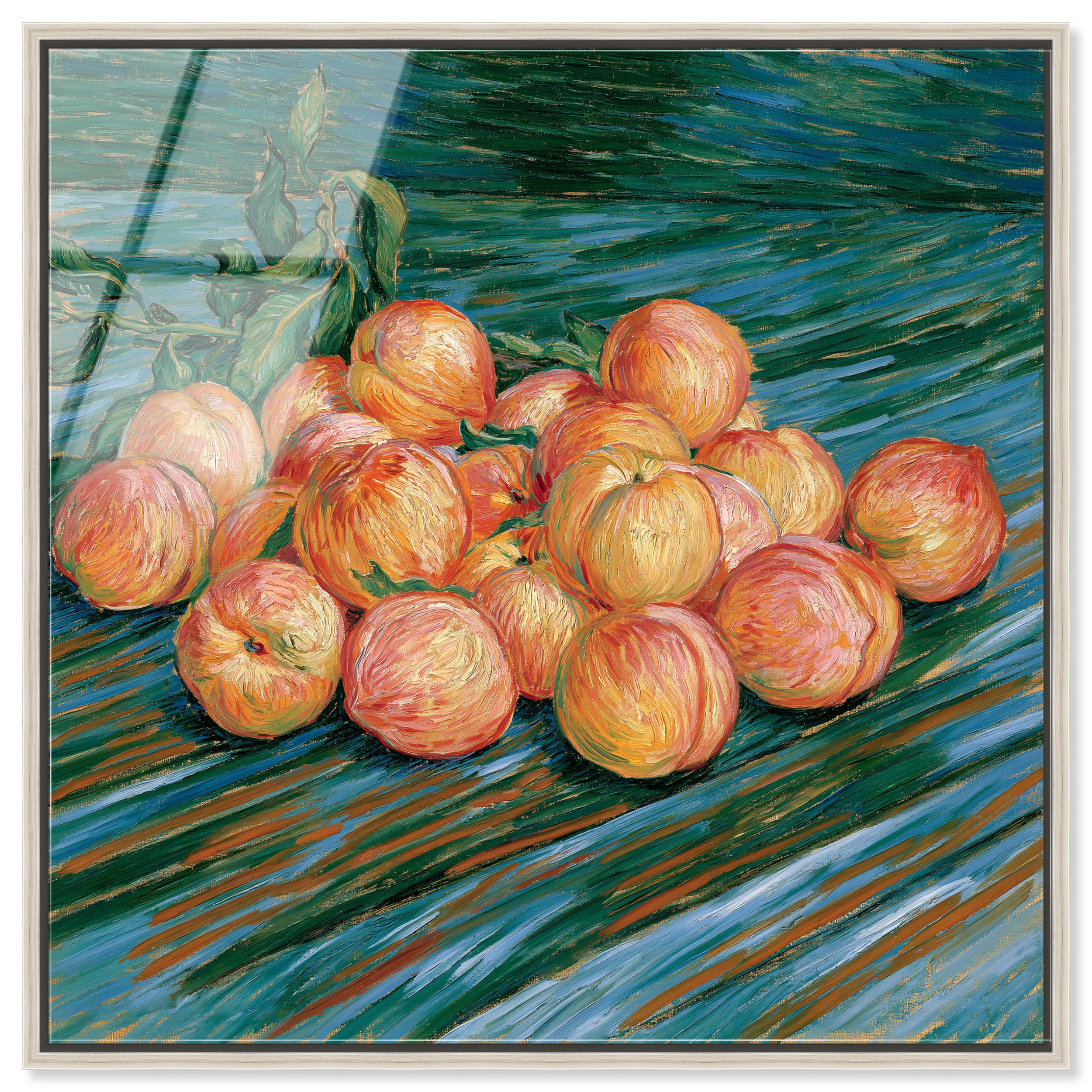 Art Remedy Peachy Swirls Gerahmter Acryldruck, Küchenwanddekoration, silberfarbener Rahmen, 61 x 61 cm