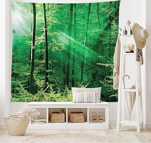 Miniatura 63 de Ambesonne Tapiz gótico, patio con hiedra encantada en la puerta antigua al bosque, colgante de pared ancho para dormitorio, sala de estar, 2-Verde