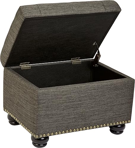 Miniatura 3 de Frist Hill - Taburete otomano con almacenamiento y punzoneado profundo Gris,Espresso,Beige Bronceado