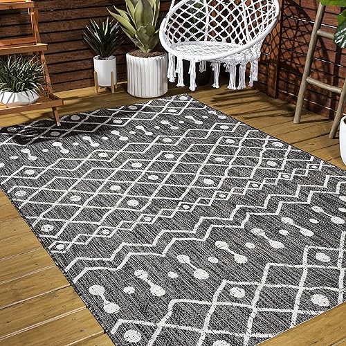 Miniatura 5 de Eyely BMS131E-4 - Alfombra tribal bohemia para interiores y exteriores, estilo bohemio, de transición, rústica, dormitorio, cocina, patio trasero,