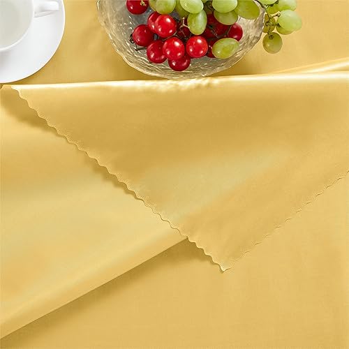 Miniatura 5 de Homiest 1 paquete de mantel de satén de 60 x 84 pulgadas, mantel dorado brillante, mantel rectangular sedoso, manteles de satén para boda,
