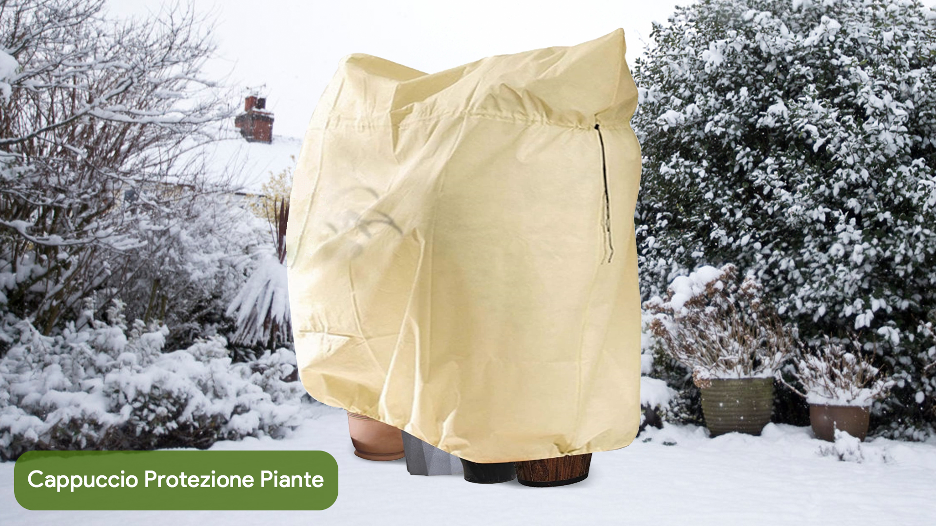 Telgoner Cappuccio Protezione Piante, Copertura Protettiva per Piante con Cavo con Cerniera, Borsa Protettiva Riutilizzabile per Telo Antigelo Piante, 180 x 120 cm, Beige